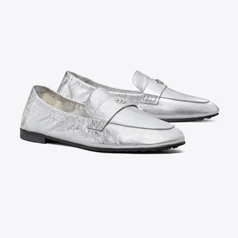 Tory Burch Ballet Loafers in Metallic Leather- Brand new never worn